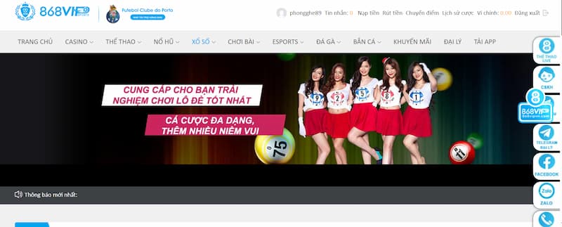 Sảnh xổ số 868VIP
